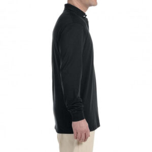 Рубашка поло черная с длинным рукавом, 200 г/м2