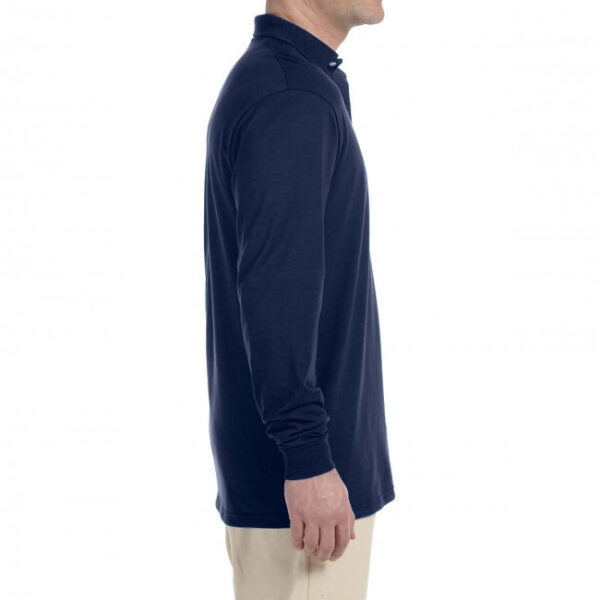 Рубашка поло темно-синяя с длинным рукавом, 200 г/м2