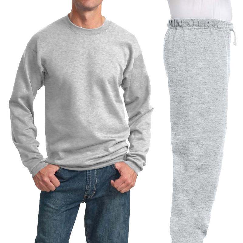 Костюм серый (меланж): толстовка без капюшона (свитшот) и спортивные брюки, 320 г/м2